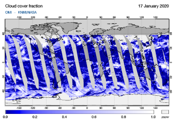 OMI - Cloud cover fraction of 17 January 2020