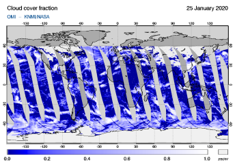 OMI - Cloud cover fraction of 25 January 2020