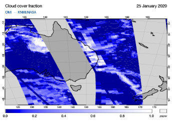 OMI - Cloud cover fraction of 25 January 2020