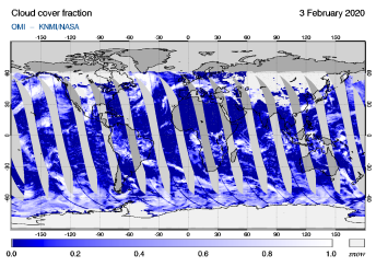 OMI - Cloud cover fraction of 03 February 2020