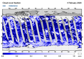 OMI - Cloud cover fraction of 04 February 2020