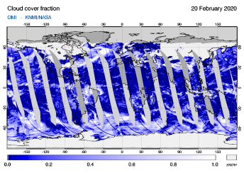 OMI - Cloud cover fraction of 20 February 2020