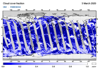 OMI - Cloud cover fraction of 03 March 2020
