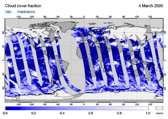 OMI - Cloud cover fraction of 04 March 2020