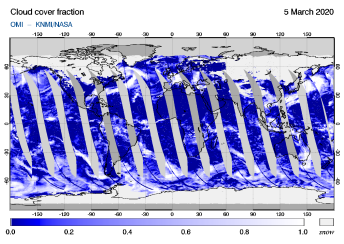 OMI - Cloud cover fraction of 05 March 2020