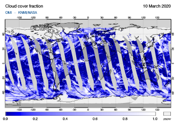 OMI - Cloud cover fraction of 10 March 2020