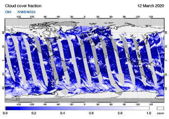 OMI - Cloud cover fraction of 12 March 2020