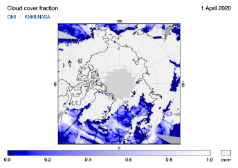 OMI - Cloud cover fraction of 01 April 2020