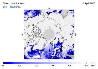 OMI - Cloud cover fraction of 03 April 2020