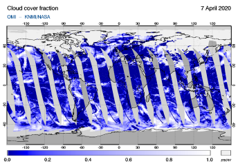 OMI - Cloud cover fraction of 07 April 2020