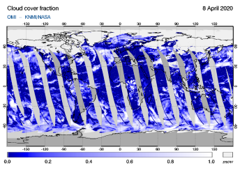 OMI - Cloud cover fraction of 08 April 2020