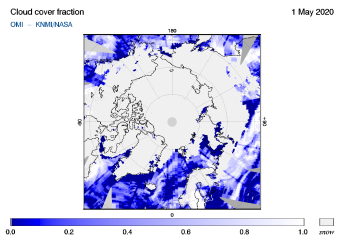 OMI - Cloud cover fraction of 01 May 2020