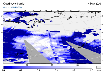 OMI - Cloud cover fraction of 04 May 2020