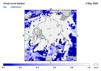 OMI - Cloud cover fraction of 05 May 2020