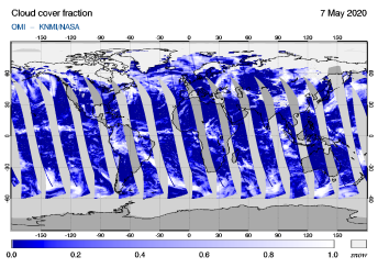 OMI - Cloud cover fraction of 07 May 2020