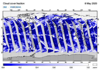 OMI - Cloud cover fraction of 08 May 2020