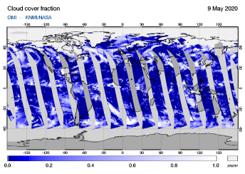 OMI - Cloud cover fraction of 09 May 2020