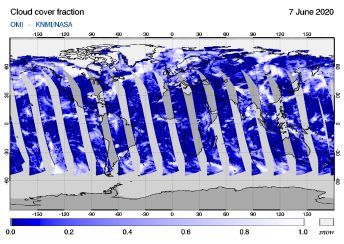 OMI - Cloud cover fraction of 07 June 2020