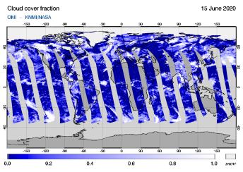 OMI - Cloud cover fraction of 15 June 2020