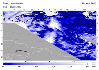 OMI - Cloud cover fraction of 29 June 2020