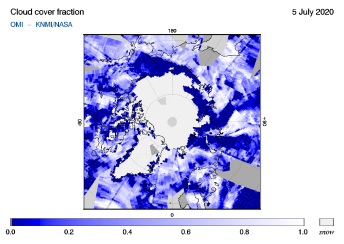 OMI - Cloud cover fraction of 05 July 2020