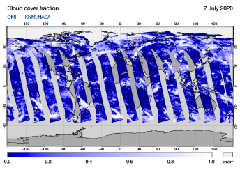 OMI - Cloud cover fraction of 07 July 2020