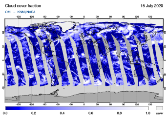 OMI - Cloud cover fraction of 15 July 2020