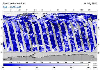OMI - Cloud cover fraction of 21 July 2020