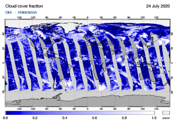 OMI - Cloud cover fraction of 24 July 2020