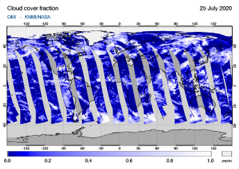 OMI - Cloud cover fraction of 25 July 2020