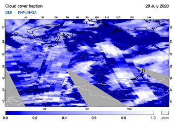 OMI - Cloud cover fraction of 29 July 2020
