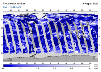 OMI - Cloud cover fraction of 05 August 2020