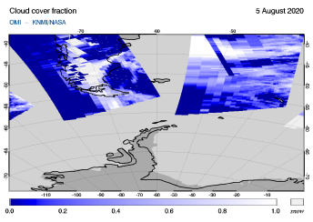 OMI - Cloud cover fraction of 05 August 2020