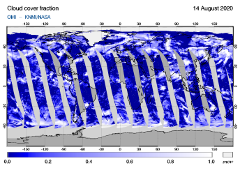 OMI - Cloud cover fraction of 14 August 2020