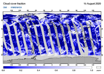 OMI - Cloud cover fraction of 15 August 2020