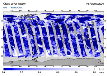 OMI - Cloud cover fraction of 16 August 2020
