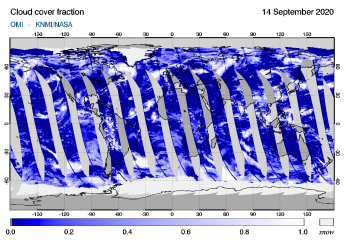 OMI - Cloud cover fraction of 14 September 2020
