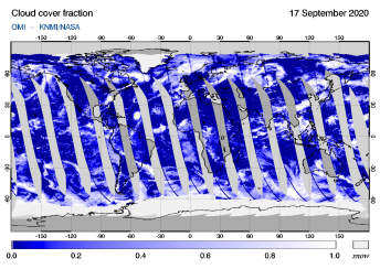 OMI - Cloud cover fraction of 17 September 2020