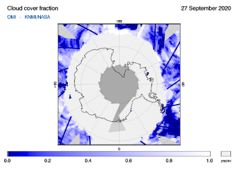 OMI - Cloud cover fraction of 27 September 2020