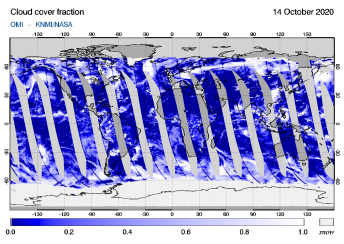 OMI - Cloud cover fraction of 14 October 2020