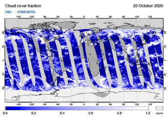 OMI - Cloud cover fraction of 20 October 2020