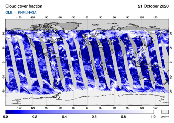 OMI - Cloud cover fraction of 21 October 2020