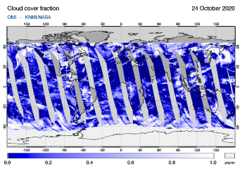 OMI - Cloud cover fraction of 24 October 2020