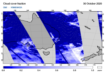 OMI - Cloud cover fraction of 30 October 2020