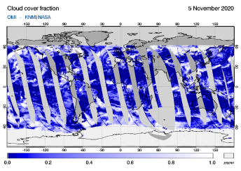 OMI - Cloud cover fraction of 05 November 2020