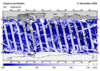 OMI - Cloud cover fraction of 11 November 2020