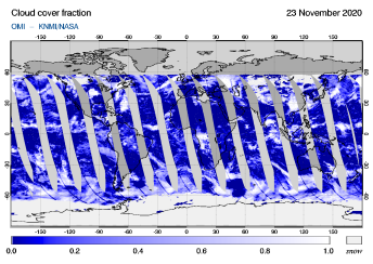 OMI - Cloud cover fraction of 23 November 2020