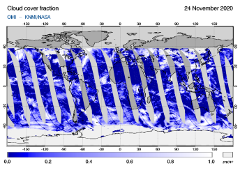 OMI - Cloud cover fraction of 24 November 2020