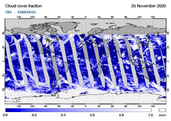 OMI - Cloud cover fraction of 25 November 2020