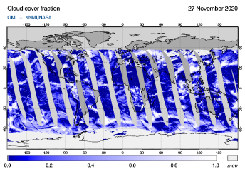OMI - Cloud cover fraction of 27 November 2020